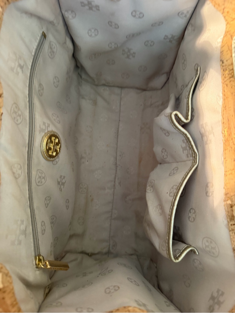 Tory Burch Cork Tote with Gold Metallic Trim - Picture 3 of 12